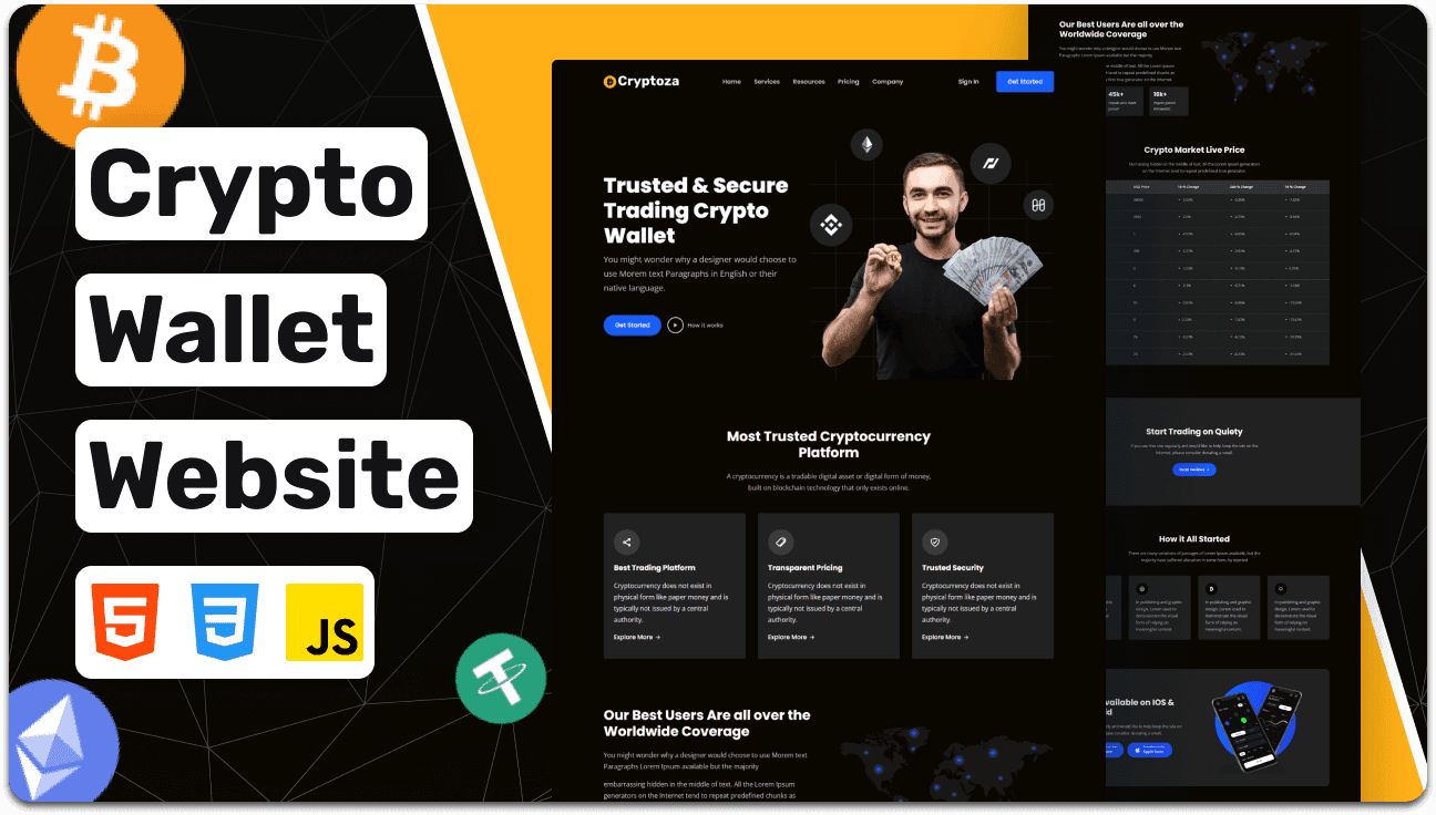 Cryptoza - Cryptocurrency Wallet Website