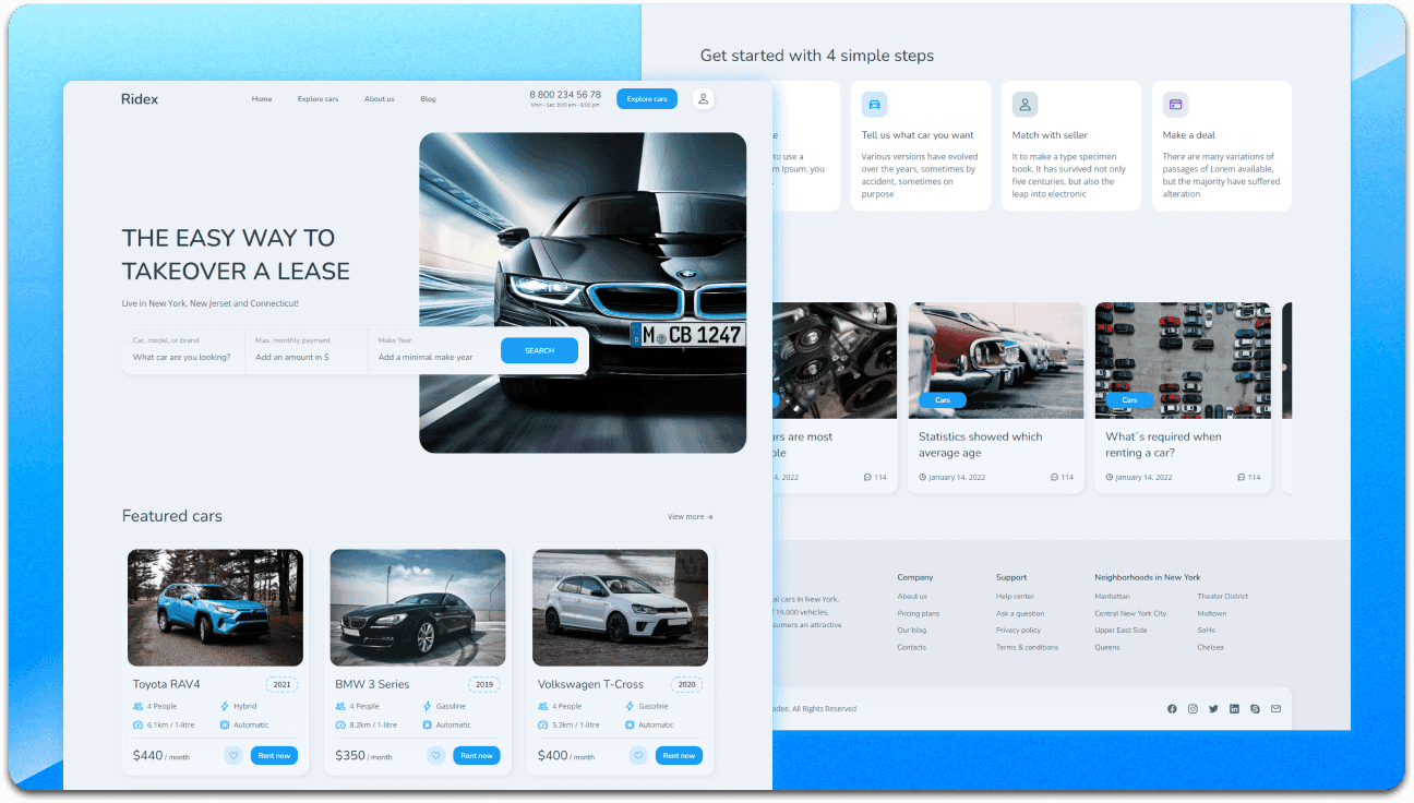 Ridex - Car rent website